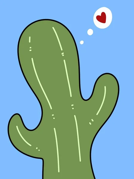 Cute Cactus Cartoon Blue Background — Stok fotoğraf