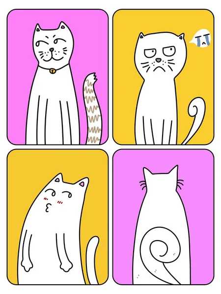 Uppsättning Söt Katt Cartoon — Stockfoto