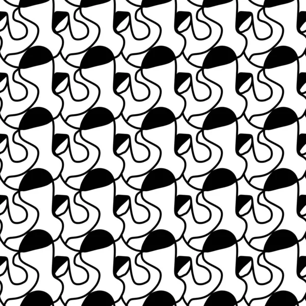 Abstract Naadloos Patroon Met Zwart Witte Lijnen — Stockfoto