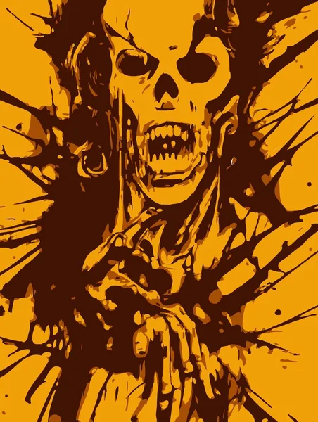 Halloween Skull Hand Drawn Illustration — Fotografia de Stock