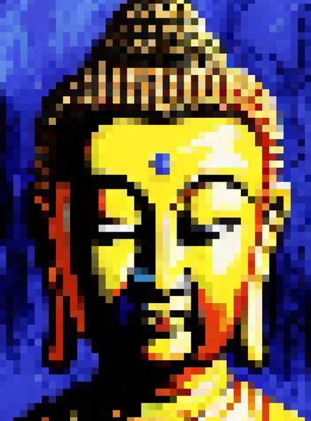 pixel art of buddha statue
