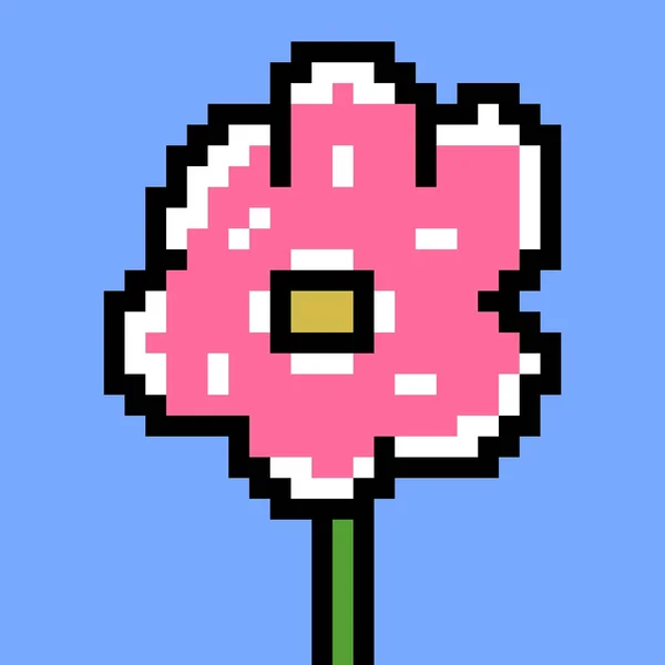 Pixel Art Pink Flower Background — Foto de Stock