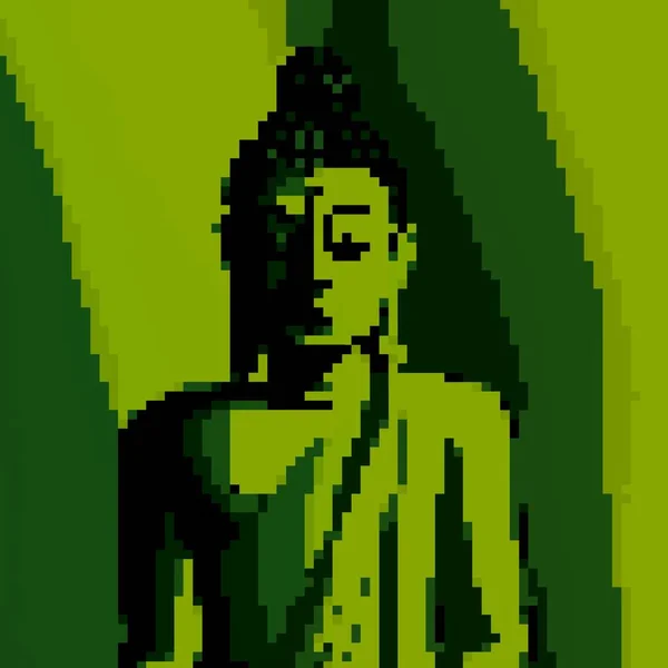pixel art of buddha statue