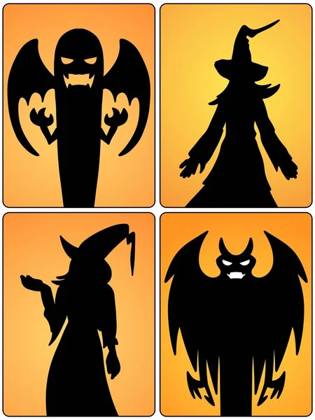 set of evil monster and witch shape