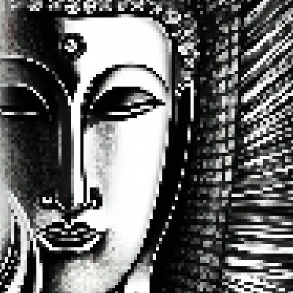 Пиксельное Искусство Статуи Будды — стоковое фото