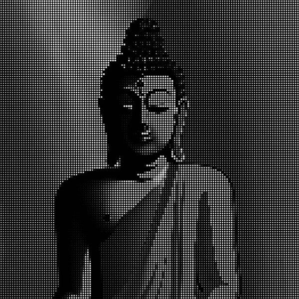 Czarno Biały Posąg Buddyjski — Zdjęcie stockowe