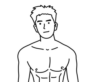 Siyah ve beyaz renkli yakışıklı adam çizgi filmi.