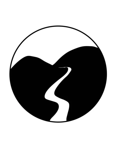 Black White Logo Mountain Cartoon — Stock Photo, Image