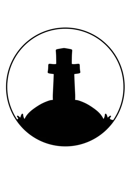 Black White Logo Stravestone Cartoon — Stock Fotó