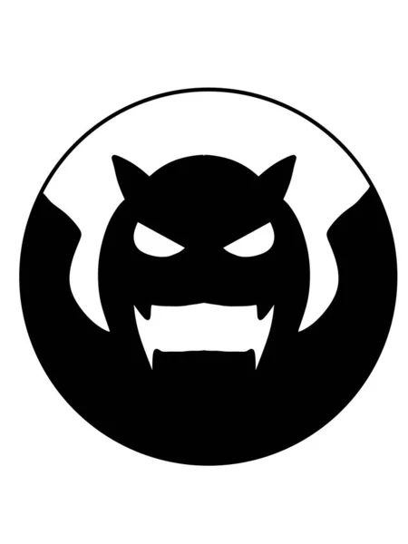 Чорно Білий Логотип Злий Монстр — стокове фото