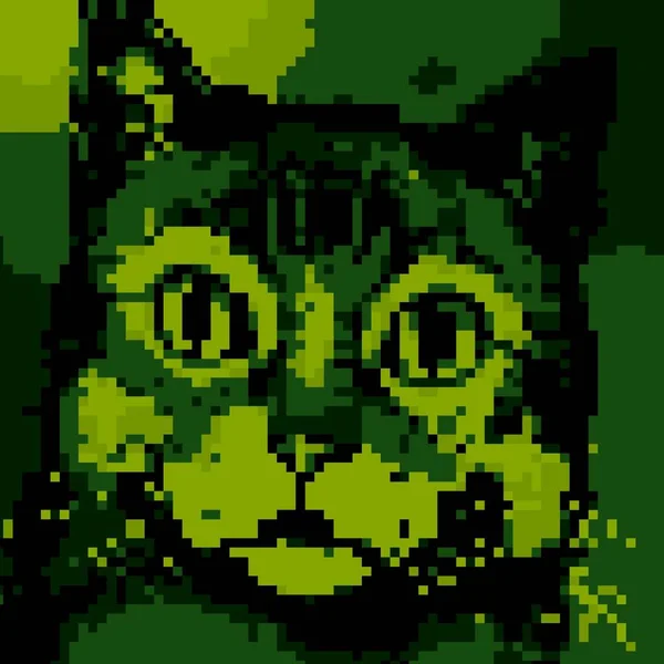 Pixel Τέχνη Των Χαριτωμένων Κινουμένων Σχεδίων Γάτα — Φωτογραφία Αρχείου