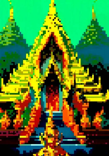 Pixel Konst Tempel Bakgrund — Stockfoto
