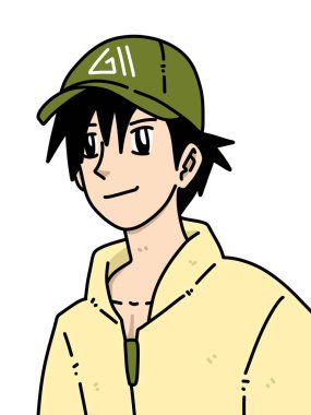 Beyaz arka planda sevimli bir adam çizgi filmi