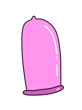 Beyaz arkaplanda prezervatif karikatürü