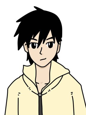 Beyaz arka planda sevimli bir adam çizgi filmi