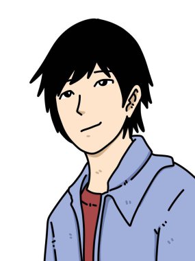 Beyaz arka planda sevimli bir adam çizgi filmi