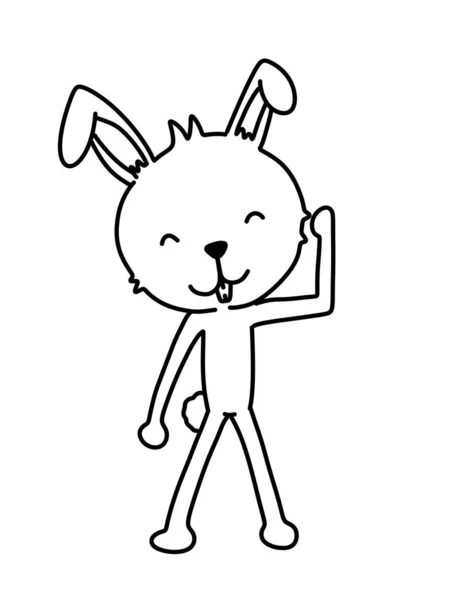 Black White Rabbit Cartoon Coloring — Φωτογραφία Αρχείου
