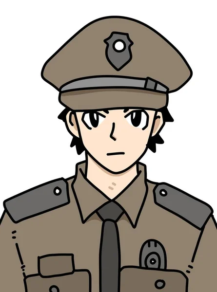 Cartoon Police Officer Policeman Front — Stock Fotó