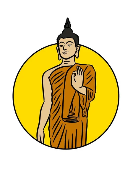 Buddha Cartoon White Background — Φωτογραφία Αρχείου