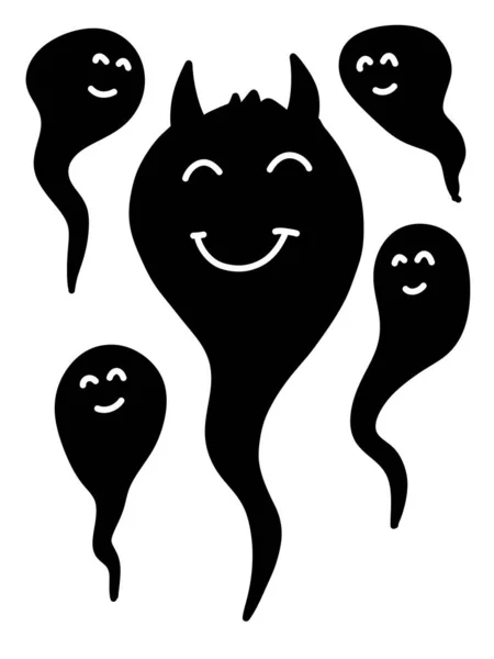 Blanco Negro Dibujos Animados Fantasma — Foto de Stock
