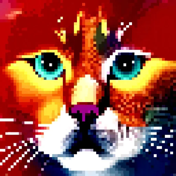 Pixel Art Cute Cat Background — Stockfoto