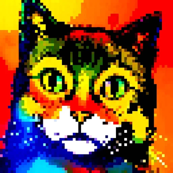 Pixel Art Cute Cat Background — Stok fotoğraf