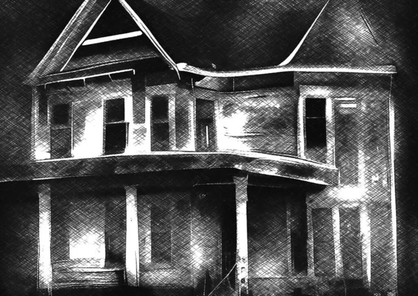 Black White Abandoned Home — Stock Photo, Image
