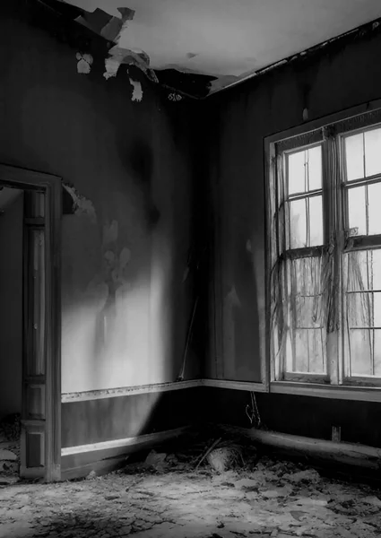 Черно Белое Фото Современного Дома — стоковое фото