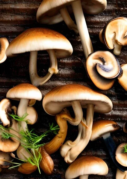 Close Mushroom Grilled Stove — 스톡 사진