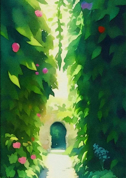 Art Color Ivy Tunnel Nature Garden — Foto Stock