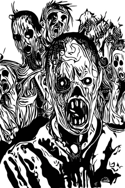 Black White Zombies Monster — Zdjęcie stockowe
