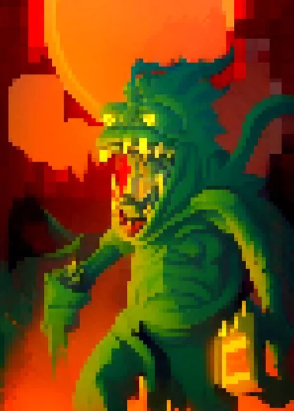 Pixel Arte Dibujos Animados Monstruo —  Fotos de Stock