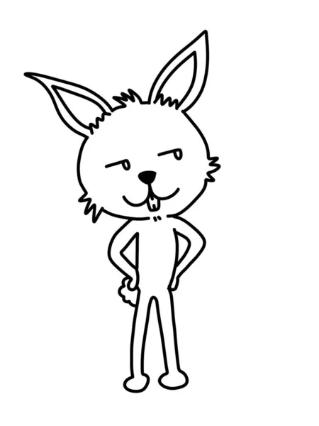 Black White Rabbit Cartoon Coloring — Foto Stock