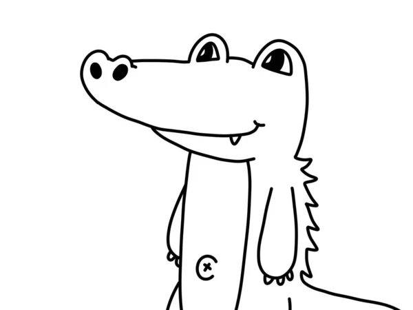 Black White Crocodile Cartoon Coloring — Fotografia de Stock