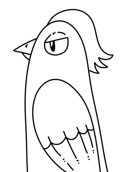Bianco Nero Carino Uccello Cartone Animato — Foto Stock