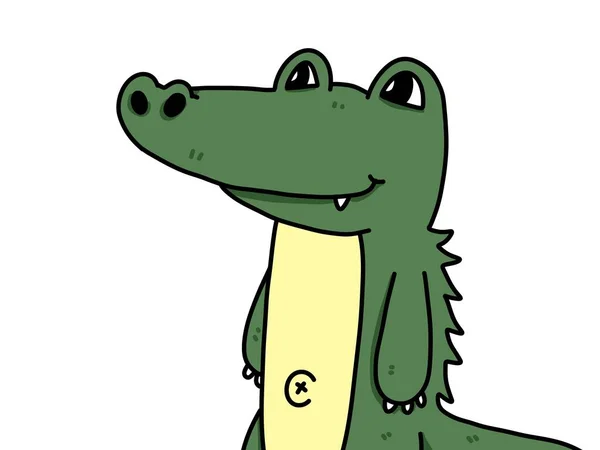 Bonito Crocodilo Desenhos Animados Fundo Branco — Fotografia de Stock