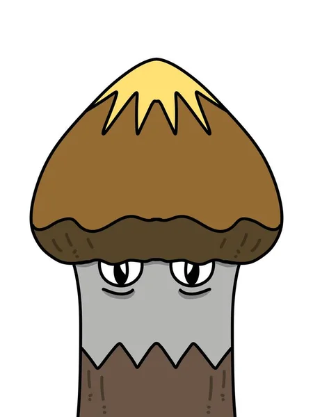 Cute Mushroom Cartoon White Background — 图库照片