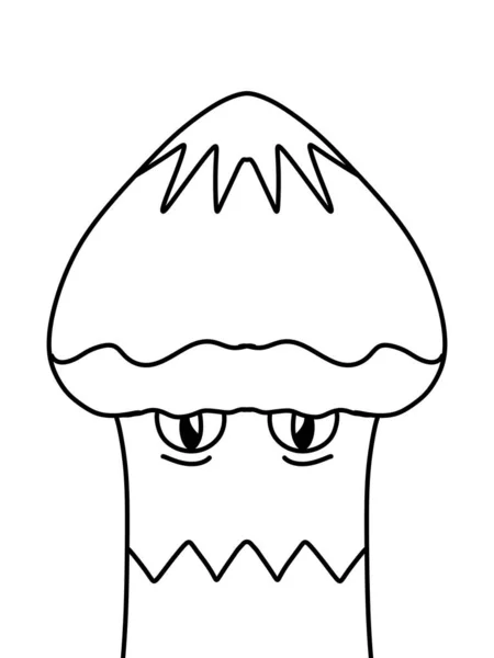 Black White Mushroom Cartoon Coloring — Zdjęcie stockowe