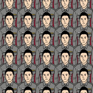 seamless pattern of cute police cartoon