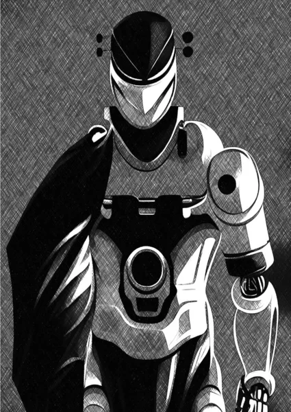 Black White Robot Cartoon — Stock Photo, Image