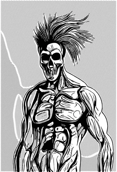 Black White Skull Monster Cartoon — 스톡 사진