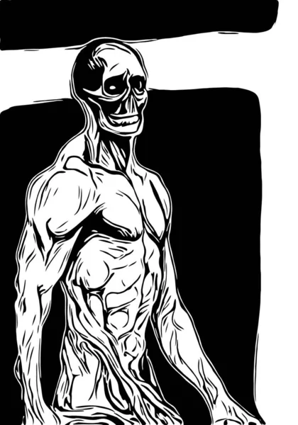 Black White Skull Monster Cartoon — Stok fotoğraf
