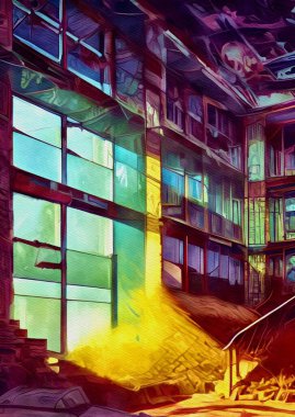 abstract painting of a city background