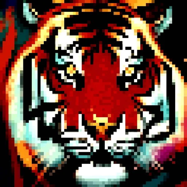 pixel art of tiger face