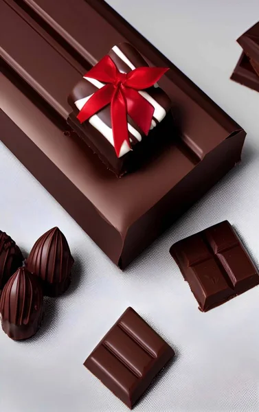 chocolate bar, close up view.