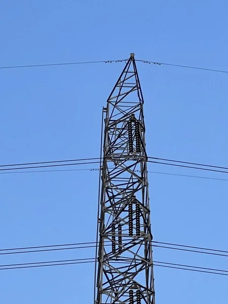 Wieża Wysokiego Napięcia Słup Elektryczny — Zdjęcie stockowe