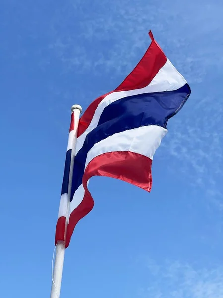 Close Thailand Flag Blue Sky —  Fotos de Stock