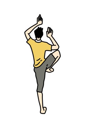 Adam beyaz bir arka plan üzerinde dans