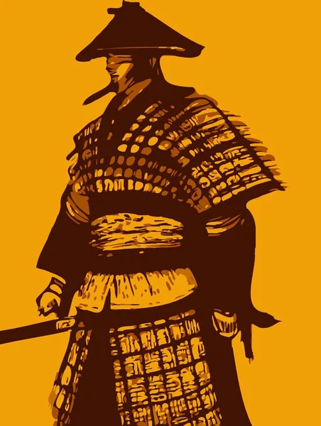 Color Arte Dibujos Animados Samurai —  Fotos de Stock