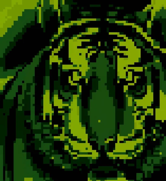 Pixel Art Tiger Face — 스톡 사진